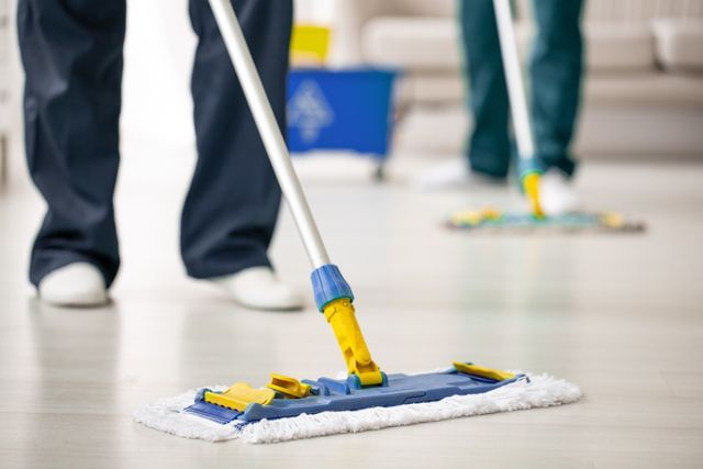 mopping the floor